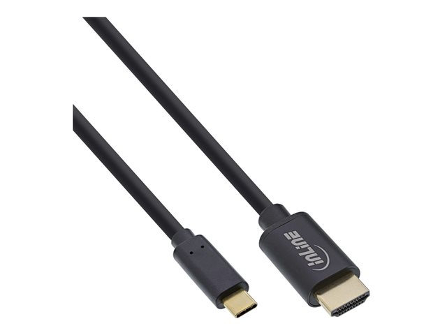 InLine - Video- / Audiokabel - 24 pin USB-C männlich zu HDMI männlich - 1 m - Schwarz - 4K Unterstützung