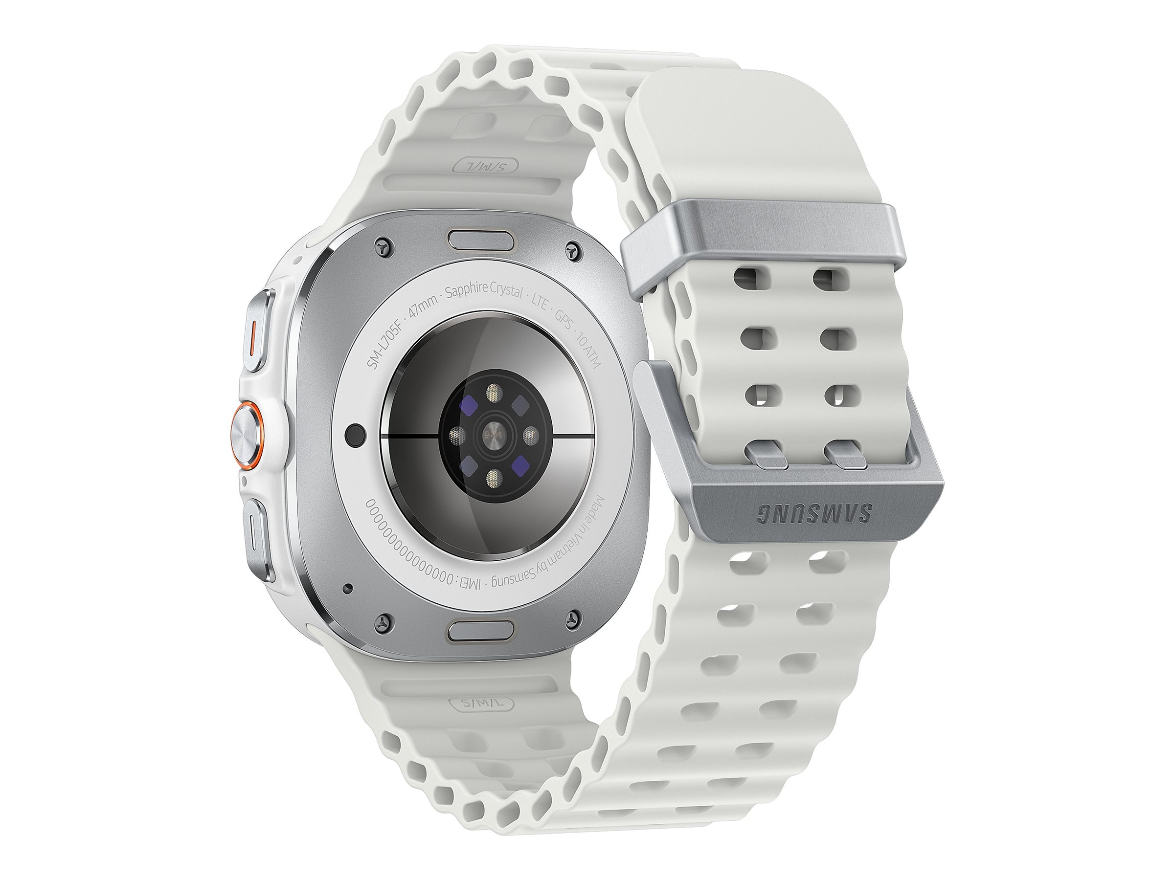 Samsung Galaxy Watch Ultra - 47 mm - titanium white - intelligente Uhr mit Marineband - Gummi - weiß - Bandgröße: S/M/L - Anzeige 3.73 cm (1.5") (SM-L705FAW2DBT)