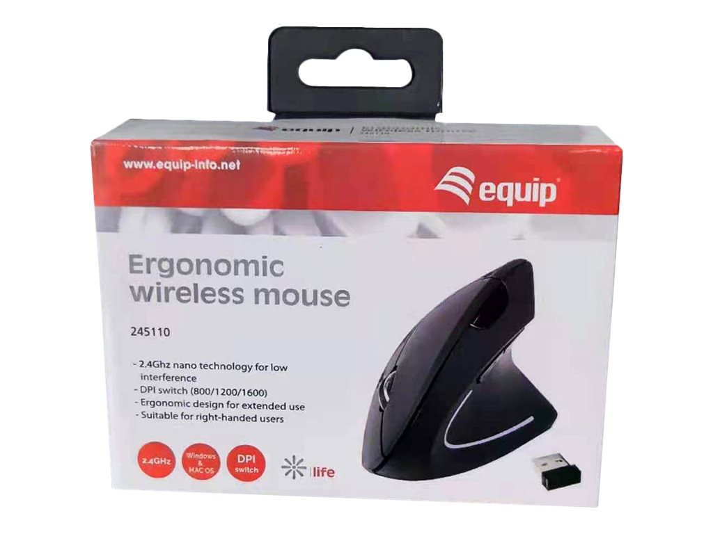 equip 245110 - vertikale Maus - 2.4 GHz - Schwarz
