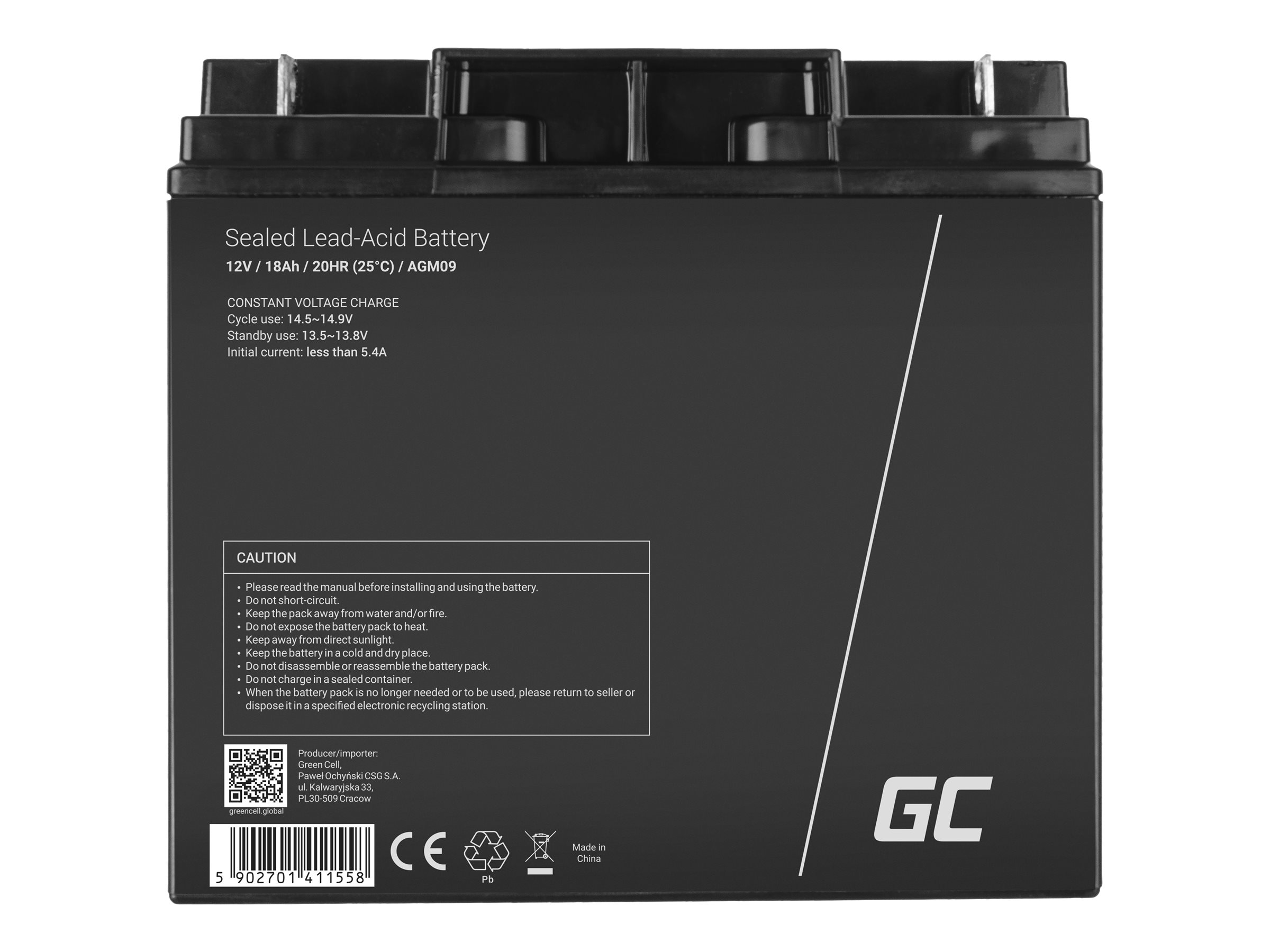 Green Cell - USV-Akku - Sealed Lead Acid (SLA) - 18 Ah