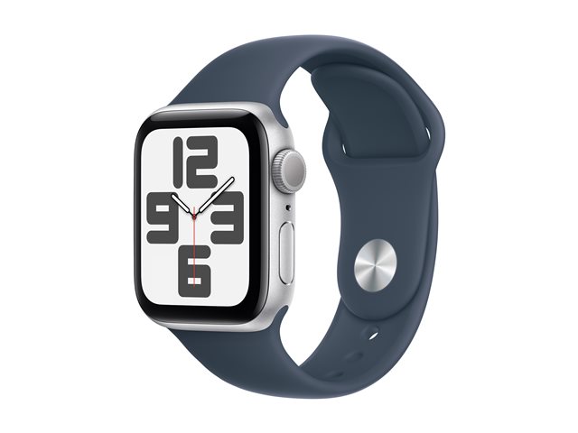APPLE Watch SE GPS 40mm Silver Aluminium Case with Storm Blue Sport Band - M/L (MRE23QF/A)