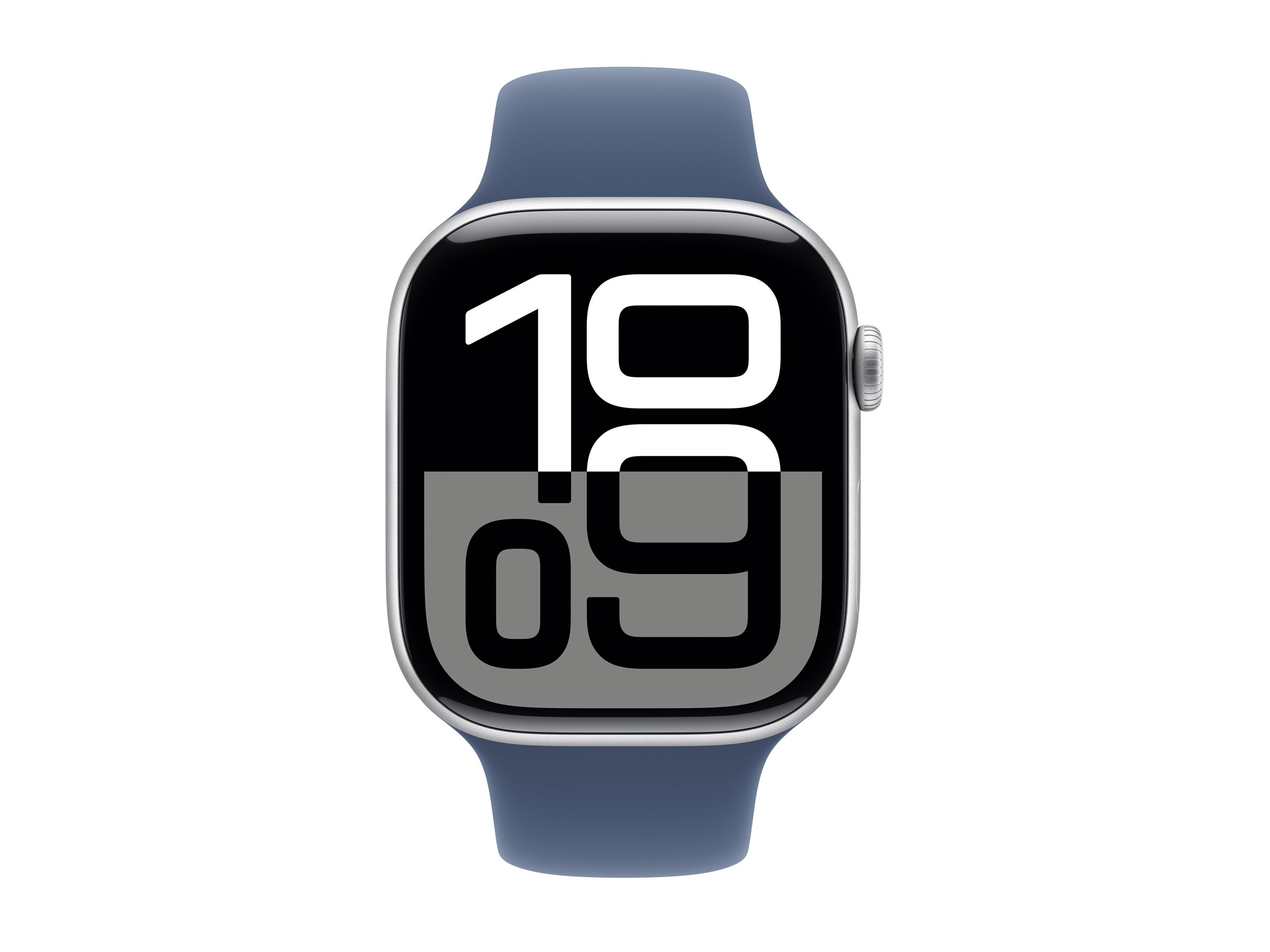 Apple Watch Series 10 GPS 46mm Silver Aluminium Case mit Denim Sport Band - S/M (MWWL3QF/A)