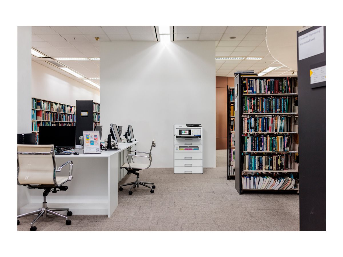 Epson WorkForce Pro EM-C800RDWF - Multifunktionsdrucker - Farbe - Tintenstrahl - A4 (210 x 297 mm) (Original) - A4/Legal (Medien) - bis zu 25 Seiten/Min. (Drucken) - 330 Blatt - 33.6 Kbps - USB 2.0, Gigabit LAN, Wi-Fi(ac)