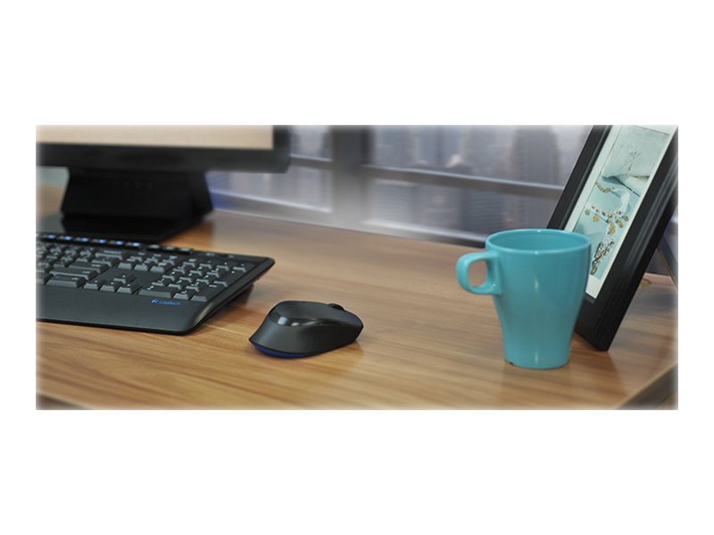 Logitech Wireless Combo MK345 - Tastatur-und-Maus-Set - kabellos - 2.4 GHz - Französisch - Schwarz, Blau