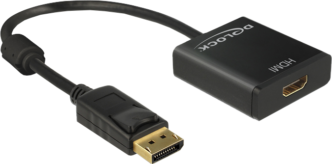 Delock Adapter Displayport 1.2 male > HDMI female 4K Active - Videokonverter - Parade PS171 - Schwarz