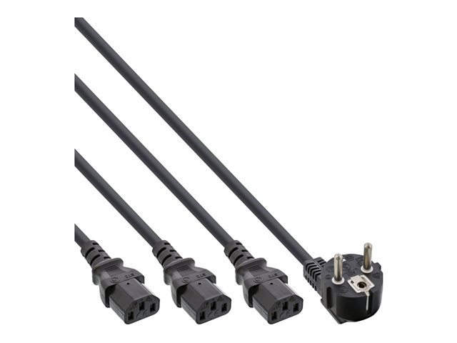 InLine Y-cable - Netz-Splitter - CEE 7/7 (M) bis IEC 60320 C13 - 5 m - Schwarz - Deutschland, Europäische Union
