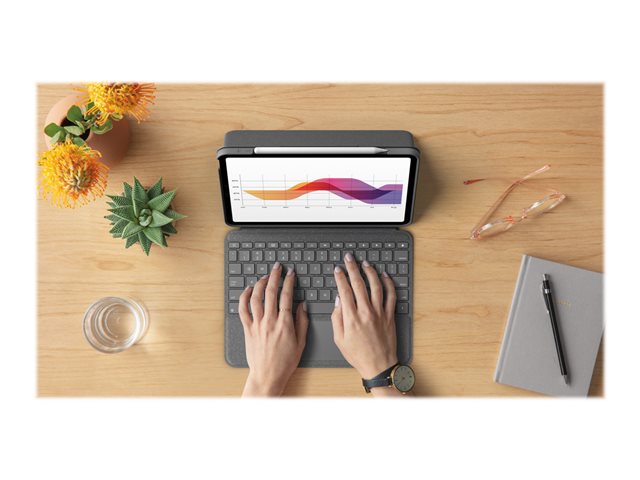 Logitech Folio Touch - Tastatur und Foliohülle - mit Trackpad - QWERTY - GB - Oxford Gray Eingabegerät