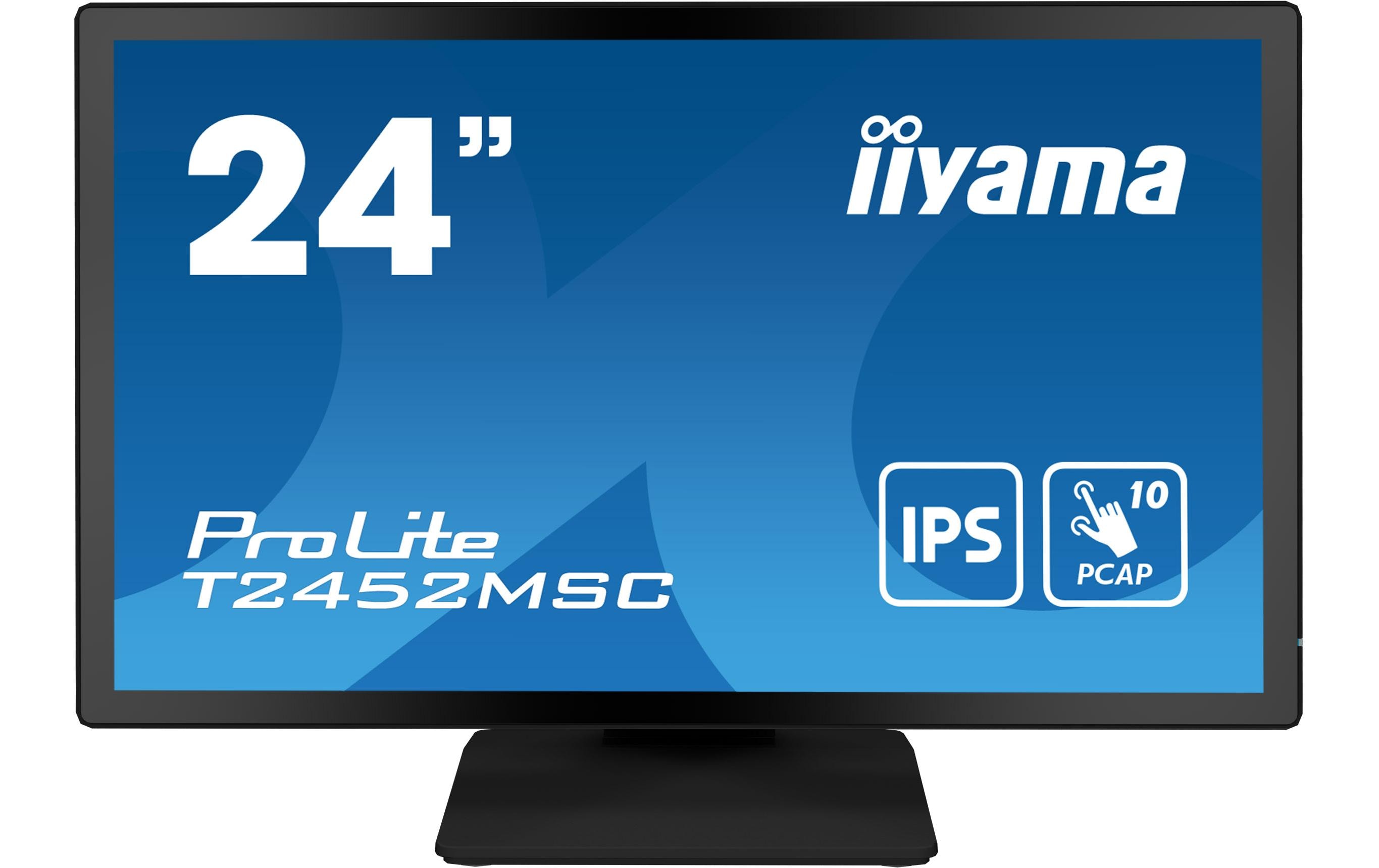 iiyama ProLite T2452MSC-B1 - LED-Monitor - 61 cm (24") (23.8" sichtbar) - Touchscreen - 1920 x 1080 Full HD (1080p) - IPS - 400 cd/m² - 1000:1 - 14 ms - HDMI, DisplayPort, 2xUSB-C - Lautsprecher - mattschwarz