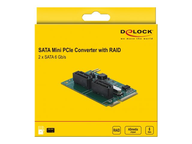 Delock - Speichercontroller (RAID) - SATA 6Gb/s - PCIe 2.0 Mini Card