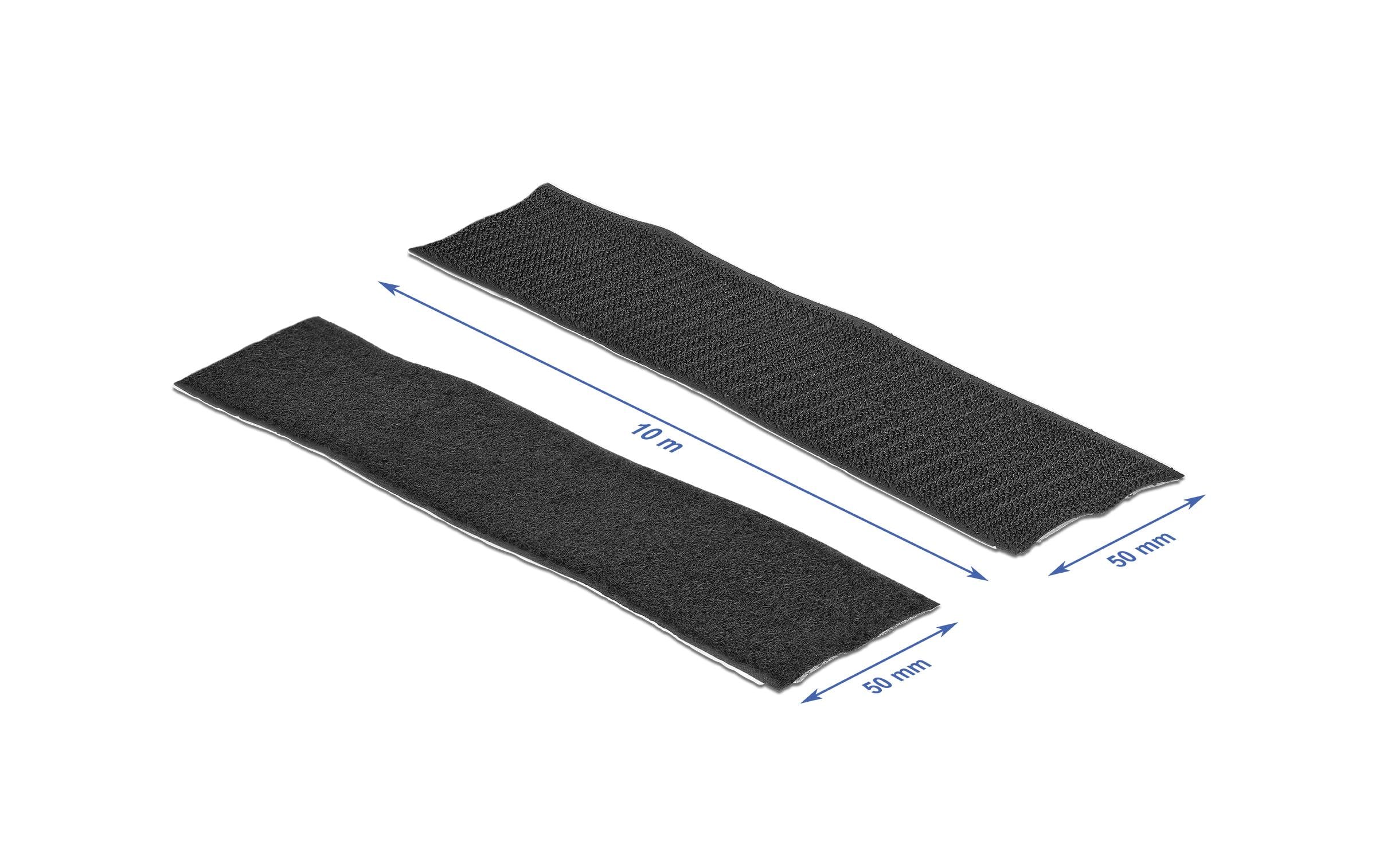 Delock Klettband-Rolle 10 m x 50 mm Haft und Flauschband Schwarz