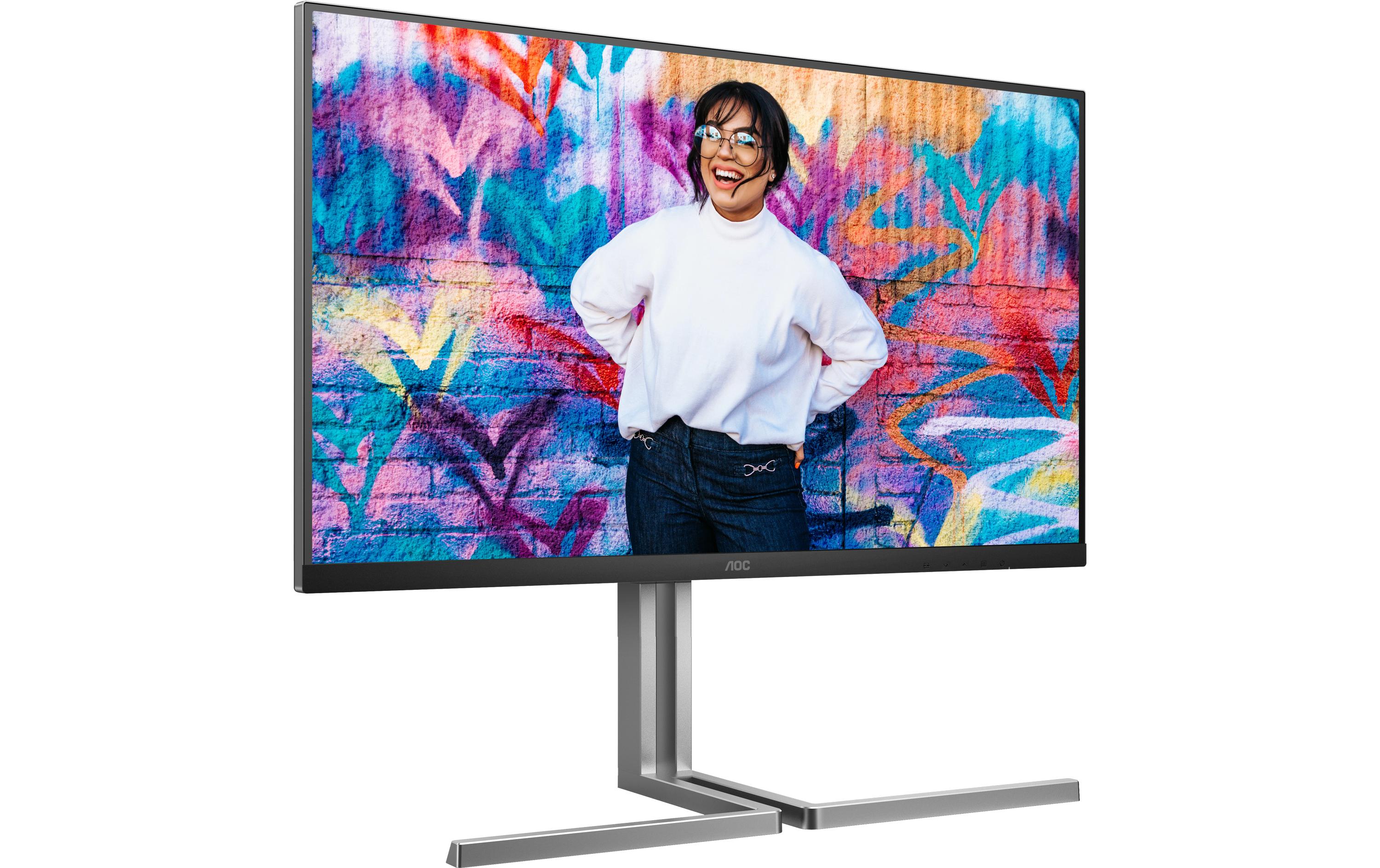 AOC U32U3CV - Graphic Pro Series - LED-Monitor - 81.3 cm (32") (31.5" sichtbar) - 3840 x 2160 4K @ 60 Hz - Nano IPS - 400 cd/m² - 1000:1 - DisplayHDR 400 - 4 ms - 2xHDMI, DisplayPort, 2xUSB-C - Lautsprecher - Schwarz