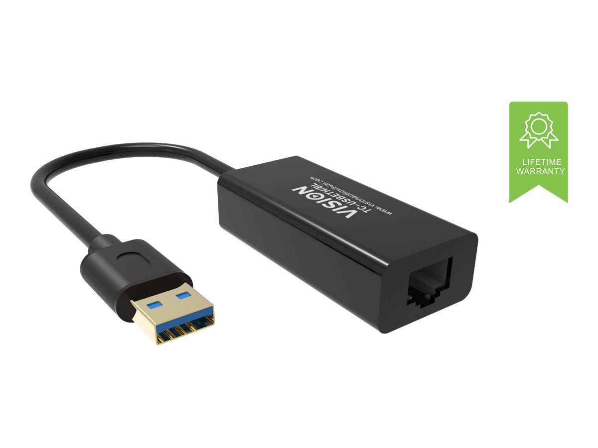 Vision TC-USBETH/BL - Netzwerkadapter - USB 2.0 - Gigabit Ethernet x 1