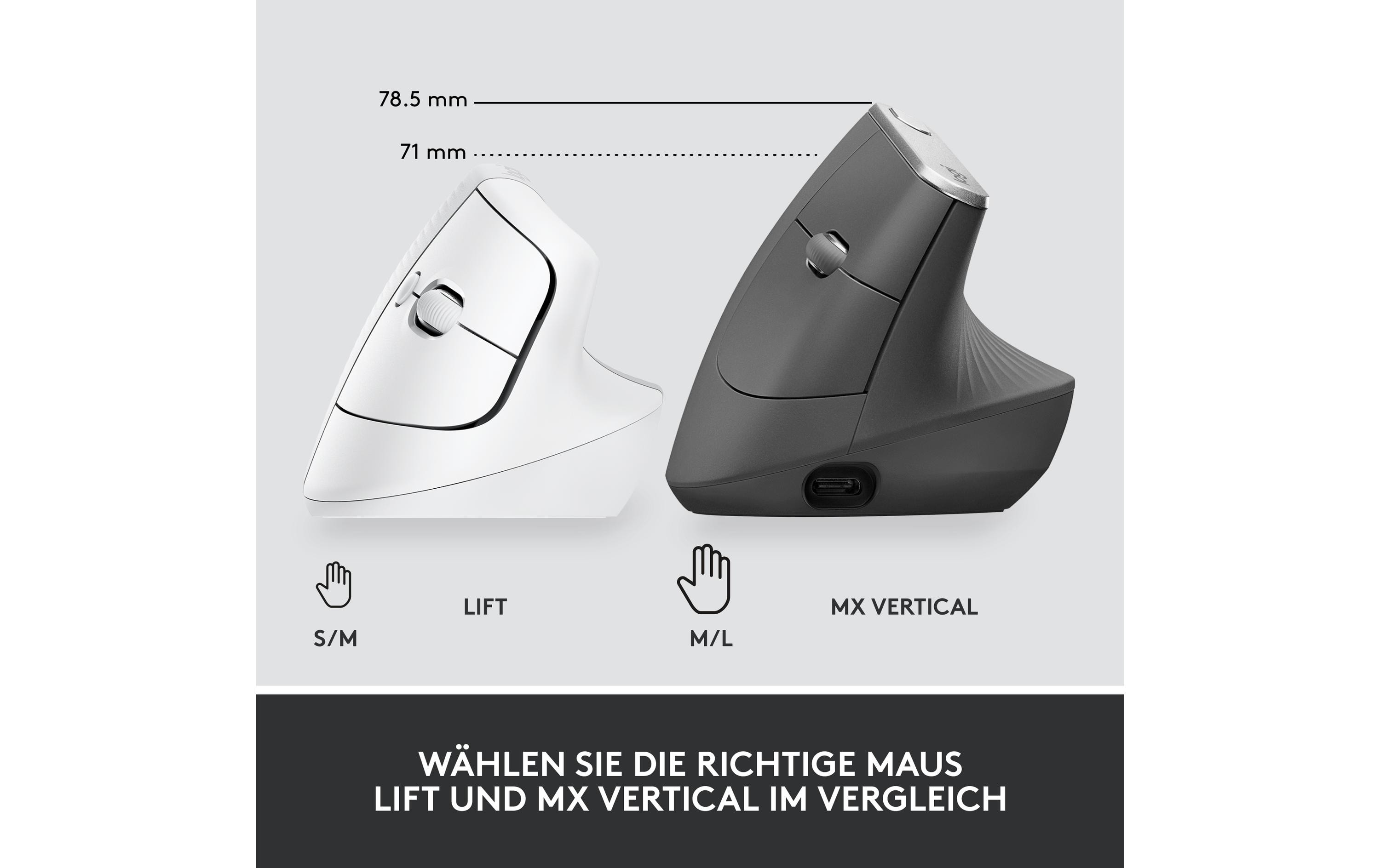 Logitech Ergonomische Maus Lift for Business Off-white