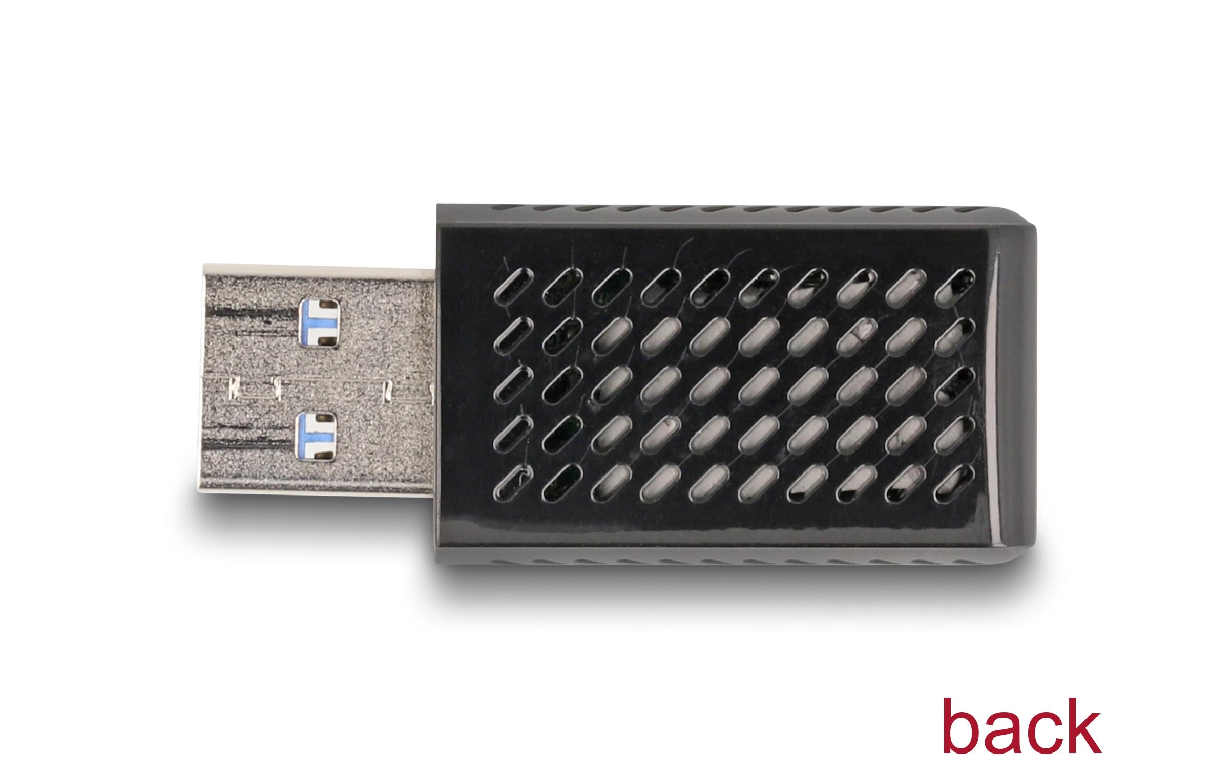 Delock Wi-Fi 6 Dualband WLAN USB Stick AX1800 (1201 + 574 Mbps) - Kabellos - USB - WLAN - Wi-Fi 6 (802.11ax) - 1775 Mbit/s - Schwarz - Netzwerkkarte - WLAN - 1.775 Mbps - WLAN - GSM 900/1800 (Dualband)