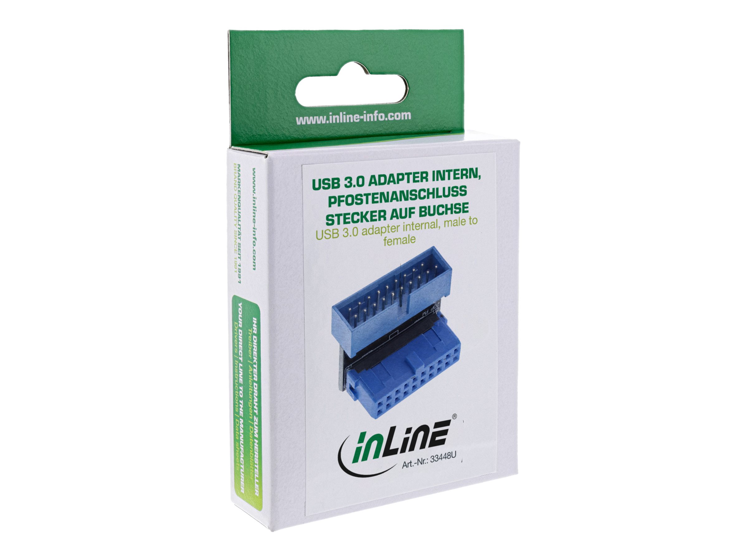InLine - interner USB-Adapter - 20-poliger USB 3.0 Kopf zu 20-poliger USB 3.0 Kopf