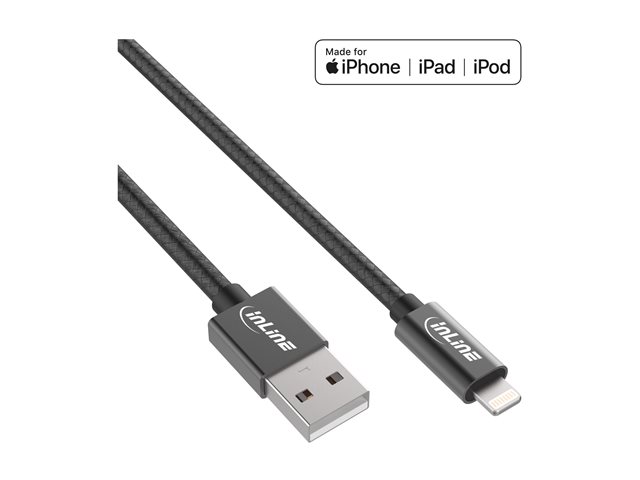 InLine - Lightning-Kabel - USB Stecker zu Lightning Stecker - 1 m - Schwarz