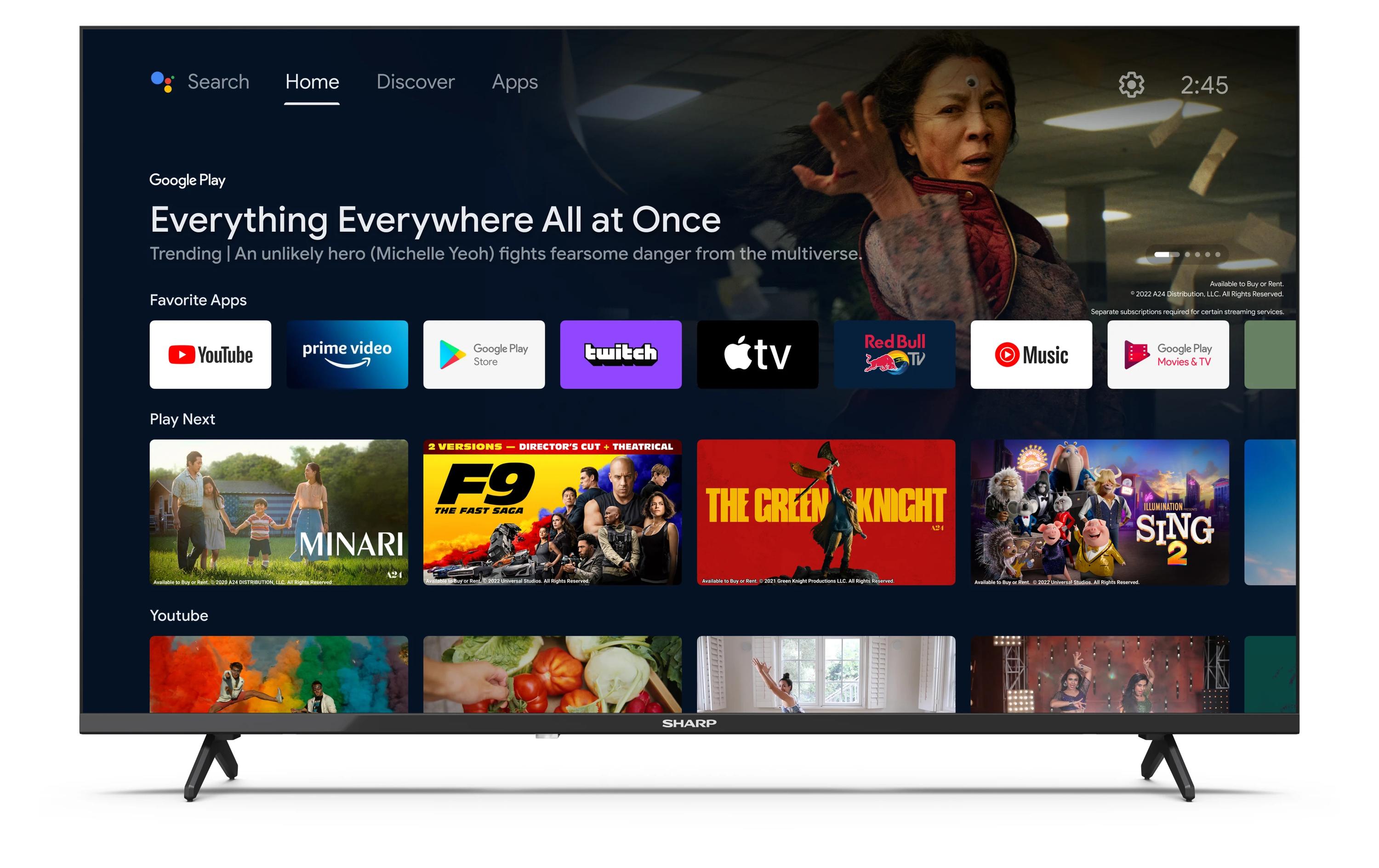 Sharp 40FH2EA - 101,6 cm (40") - 1920 x 1080 Pixel - LED - Smart-TV - WLAN - Schwarz - Full HD (1920x1080) - DVB-T/T2/C/S/S2 - HEVC/H.265 - PAL - SECAM - HDMI - USB - 36W - 220-240V