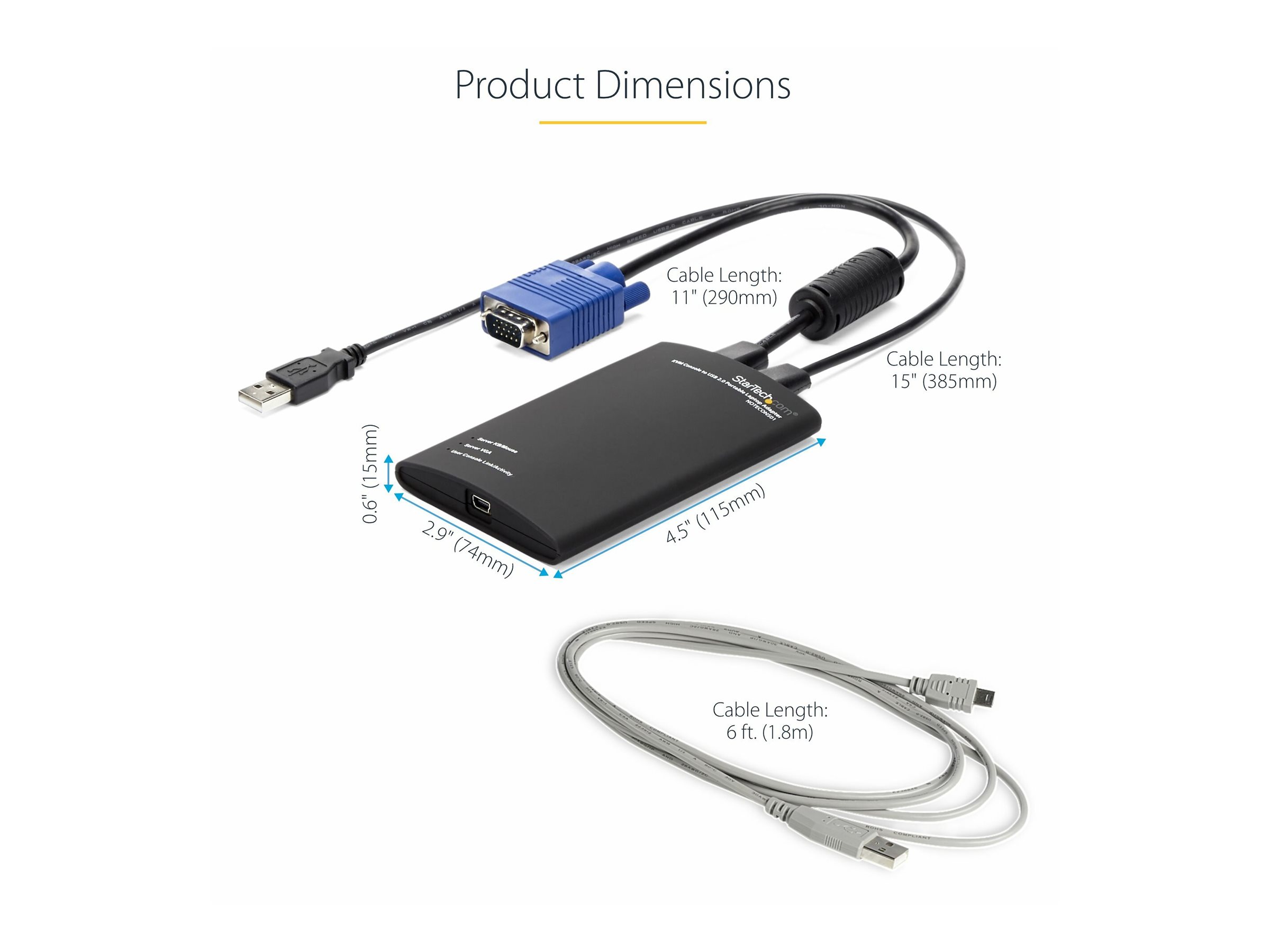StarTech.com Tragbarer KVM Konsolen auf USB 2.0 Laptop Adapter - KVM-Switch - 1 Anschlüsse