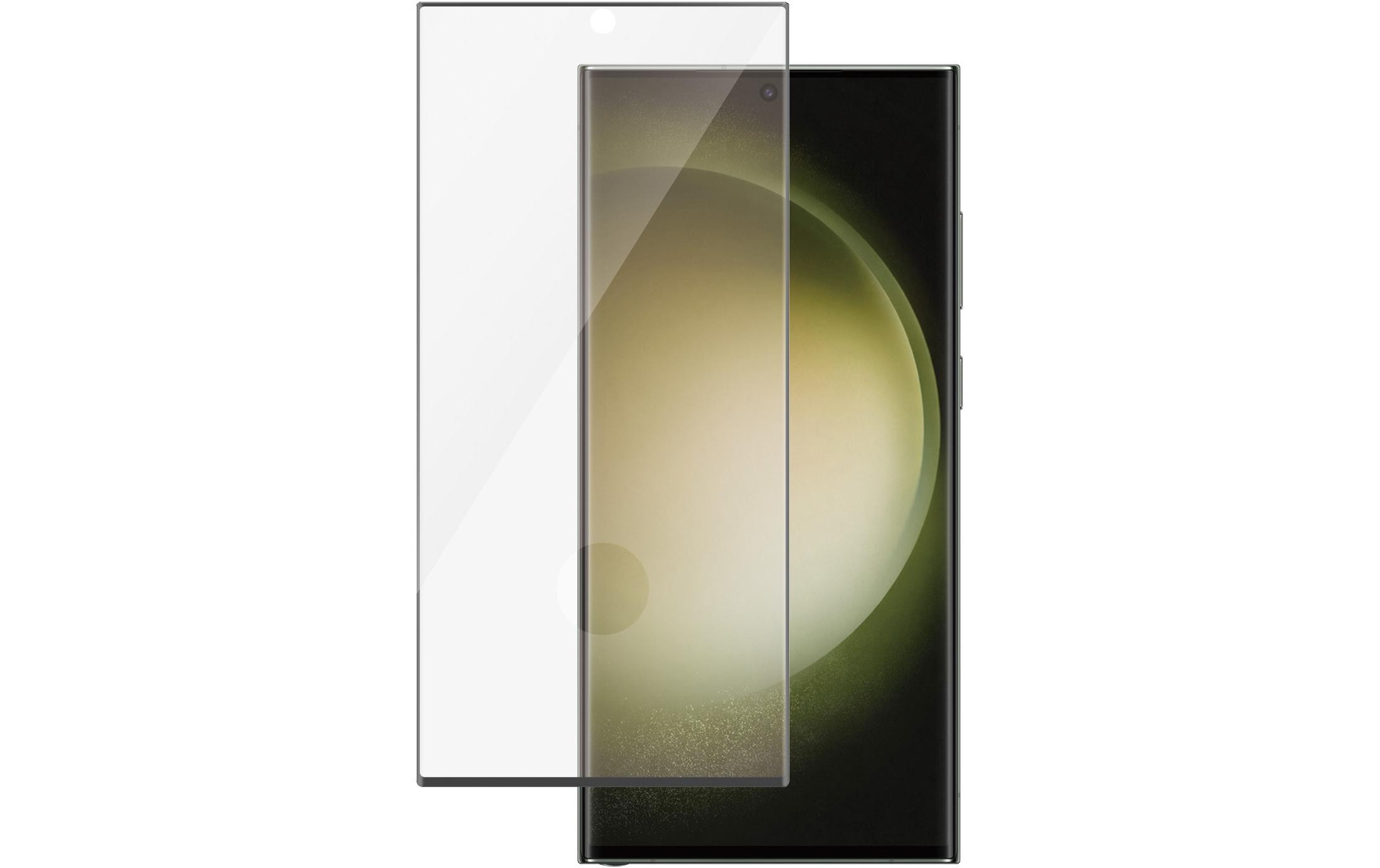 PanzerGlass - Bildschirmschutz für Handy - ultrabreite Passform - Glas - Rahmenfarbe schwarz - für Samsung Galaxy S23 Ultra