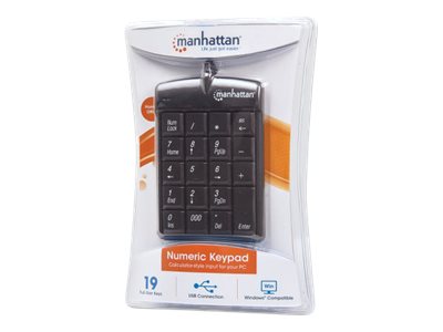 Manhattan Numeric Keypad
Wired
USB-A
18 Full Size Keys
Black
Membrane Key Switches
Windows and Mac
Three Year Warranty
Blister - Tastenfeld - Schwarz Eingabegerät