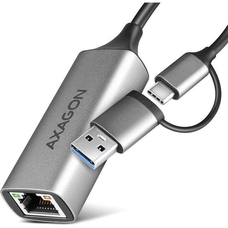 AXAGON ADE-TXCA Adapter USB-C+ USB-A - titangrau - Netzwerkkarte - 1.000 Mbps - Ethernet - USB Typ C