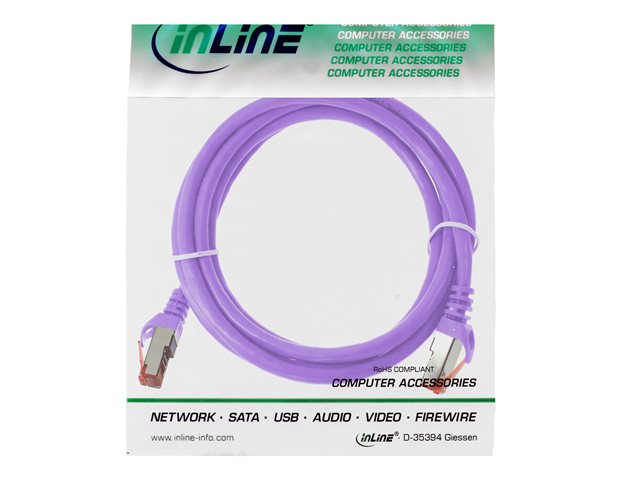 InLine - Patch-Kabel - RJ-45 (M) zu RJ-45 (M) - 3 m - SSTP-Kabel - CAT 6 - geformt - lila