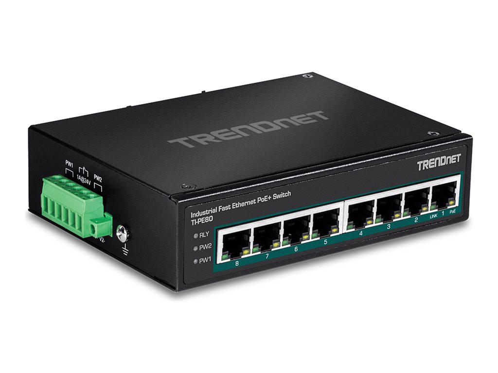 TRENDnet TI-PE80 - Industrial - Switch - 8 Anschlüsse - TAA-konform
