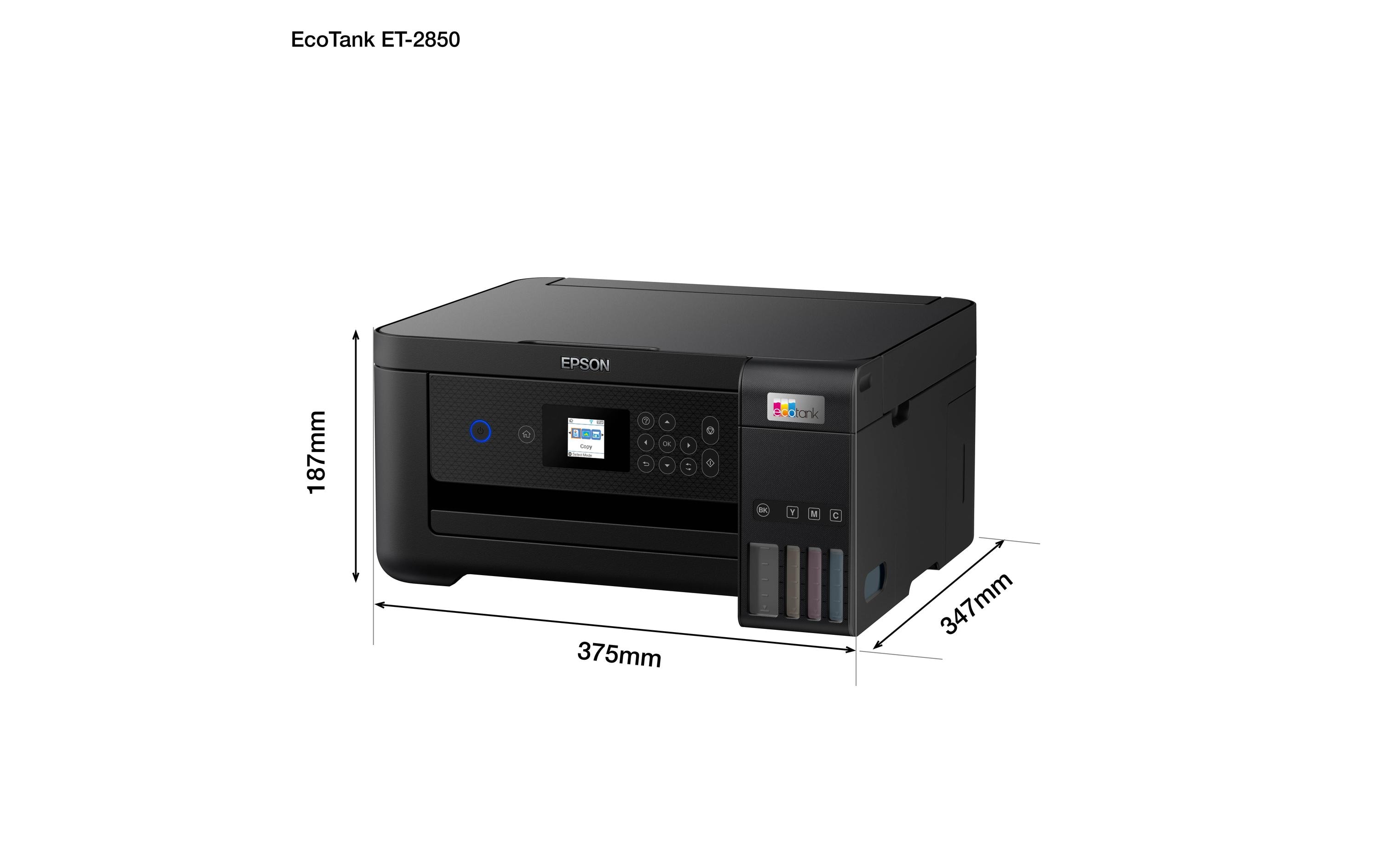 EPSON EcoTank ET-2850 3 in 1 Tintenstrahl-Multifunktionsdrucker schwarz