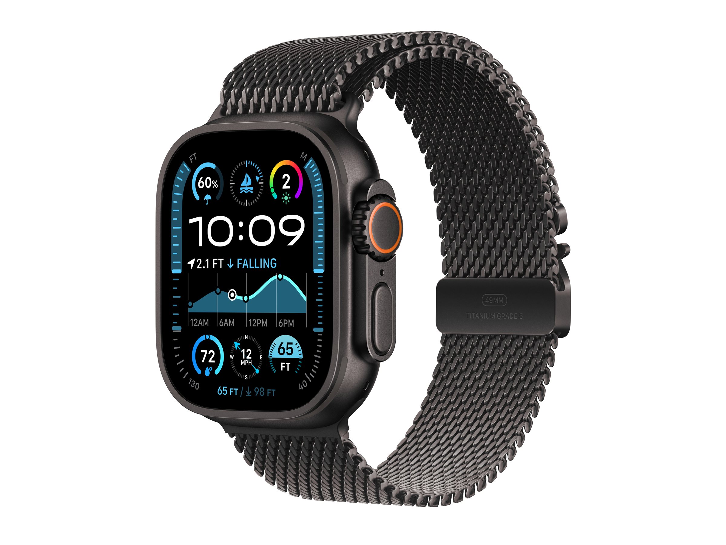 Apple Watch Ultra 2 GPS + Cellular 49mm Black Titanium Case mit Black Titanium Milanese Band - S (MX4W3FD/A)
