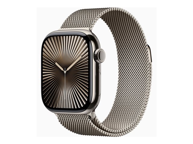 Apple Watch Series 10 GPS + Cellular 42mm Natural Titanium Case mit Natural Milanese Band (MWXF3QF/A)