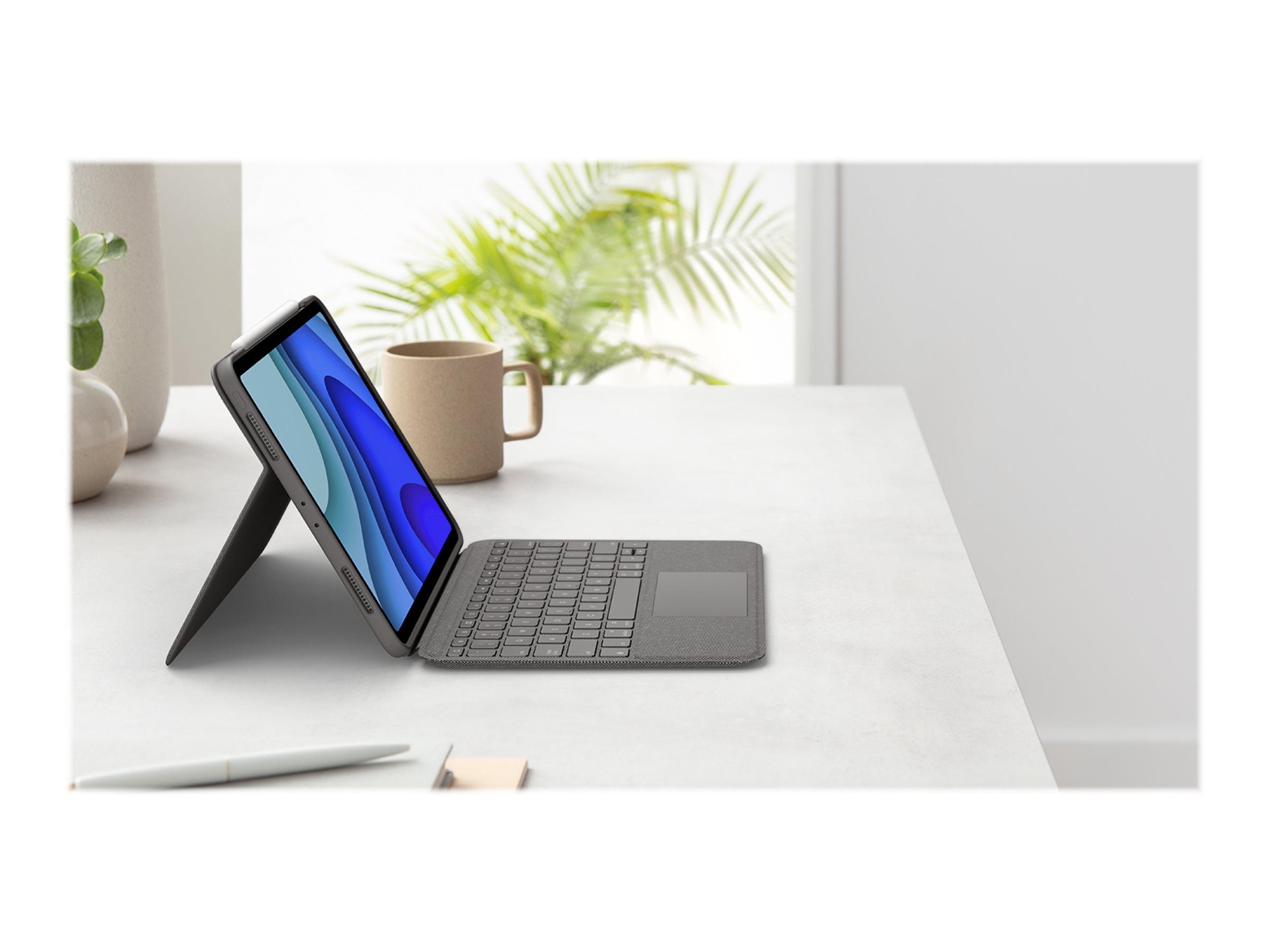 Logitech Folio Touch - Tastatur und Foliohülle - mit Trackpad - QWERTY - GB - Oxford Gray Eingabegerät