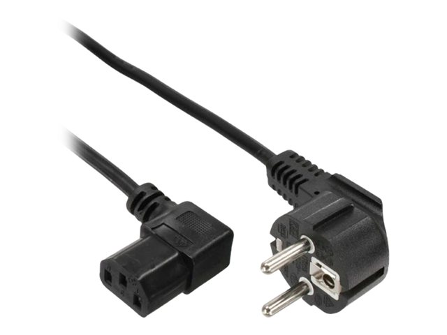 InLine - Stromkabel - CEE 7/7 (S) gewinkelt bis IEC 60320 C13 rechtwinklig - 5 m - Schwarz