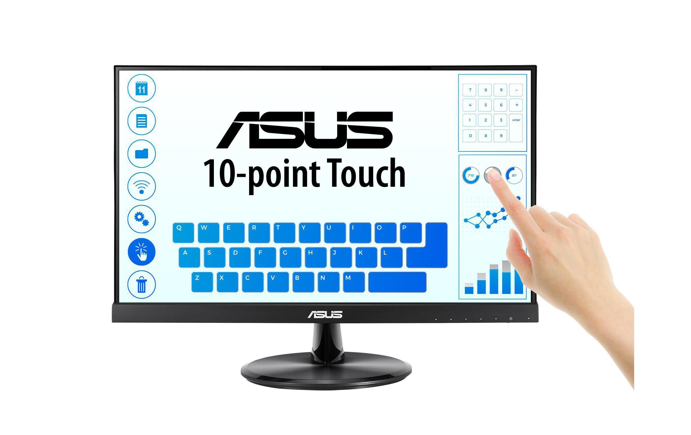 ASUS VT229H - LED-Monitor - 54.6 cm (21.5") - Touchscreen - 1920 x 1080 Full HD (1080p) - IPS - 250 cd/m² - 1000:1 - 5 ms - HDMI, VGA - Lautsprecher - Schwarz
