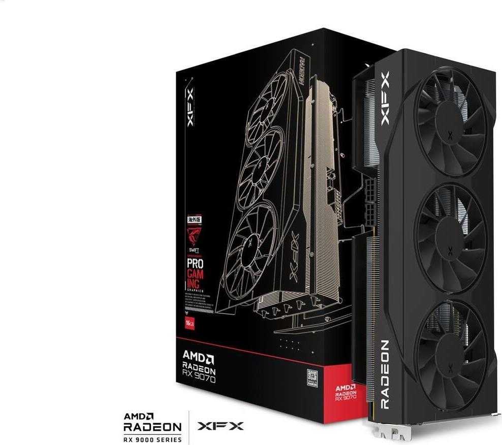 XFX Swift Radeon RX 9070 OC Triple Fan Gaming Edition - 16GB GDDR6, 1x HDMI, 3x DP