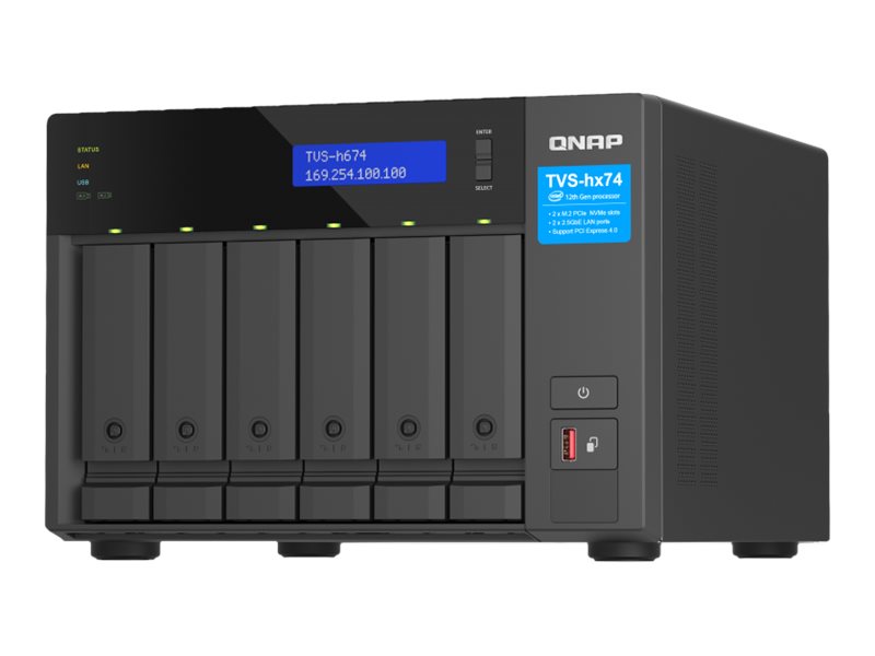 QNAP TVS-H674 - NAS-Server - 6 Schächte - SATA 6Gb/s - RAID 0, 1, 5, 6, 10, 50, JBOD, 60 - RAM 32 GB - iSCSI Support