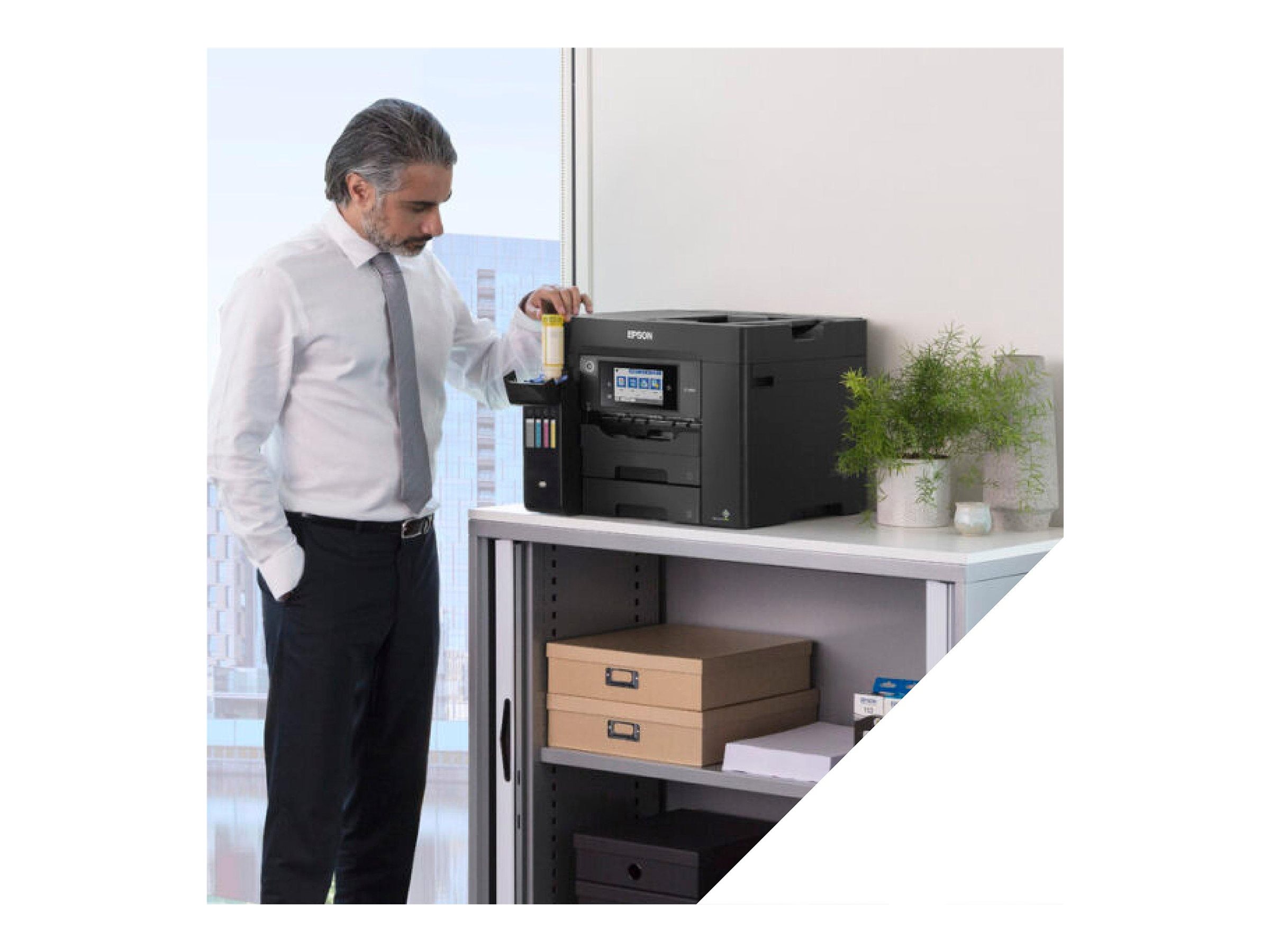 Epson EcoTank ET-5805 - Multifunktionsdrucker - Farbe - Tintenstrahl - ITS - A4/Legal (Medien) - bis zu 25 Seiten/Min. (Drucken) - 550 Blatt - 33.6 Kbps - USB, LAN, Wi-Fi(ac) - Schwarz