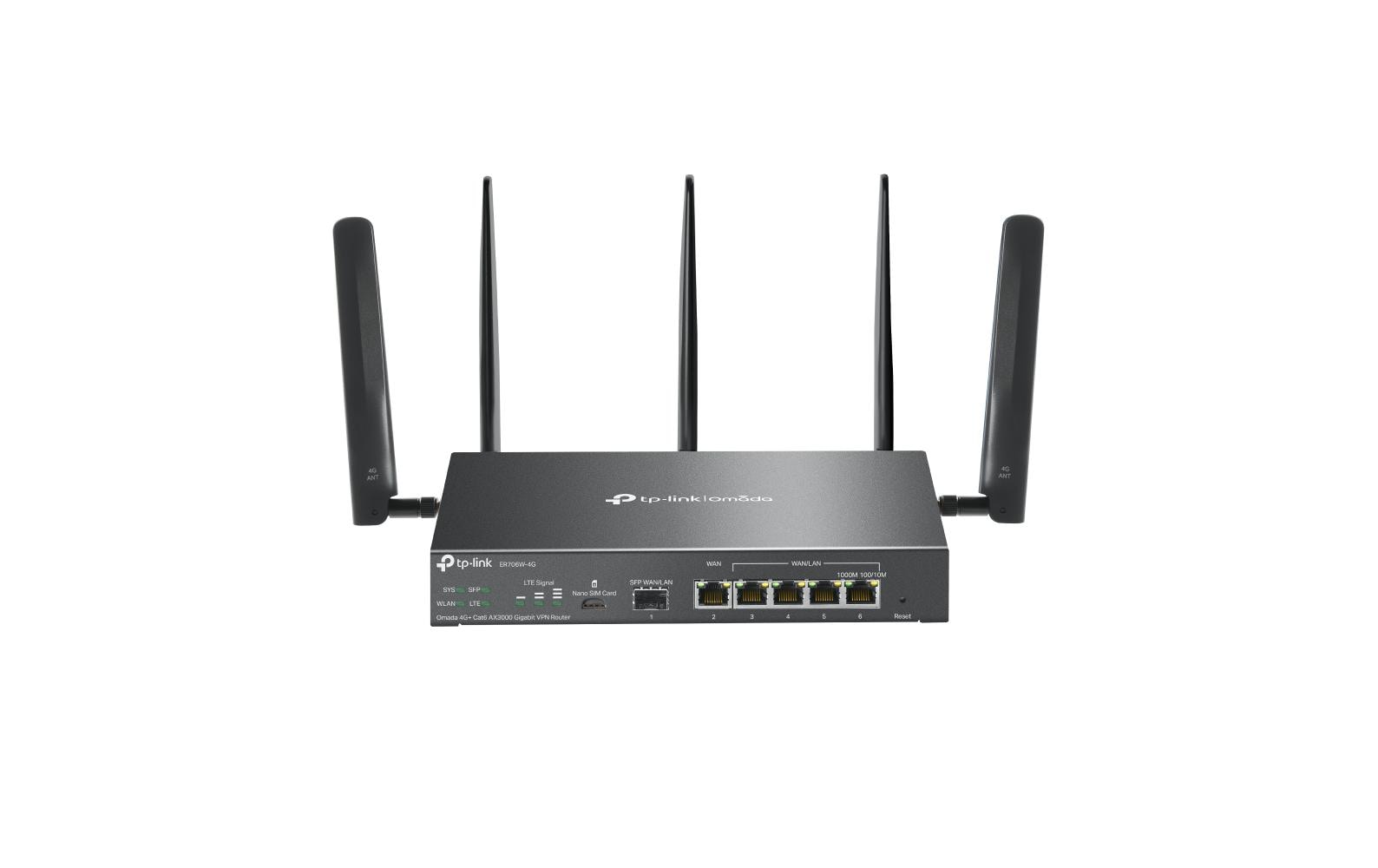 TP-Link Omada ER706W-4G V1 - Wireless Router - WWAN - Wi-Fi 6 - 4G - Desktop
wandmontierbar
