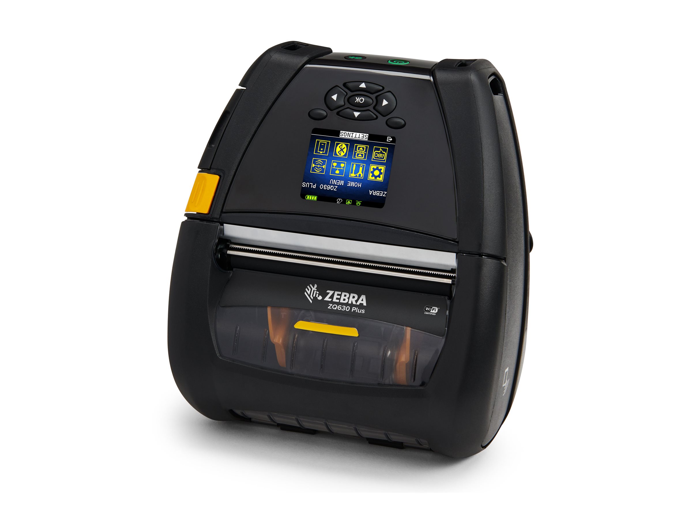 ZEBRA DT Printer ZQ630 Plus RFID_ English fonts,Dual 802.11AC / BT4.x, Linered platen, 0.75_ core, Group E, Shoulder strap, Belt clip (ZQ63-RUWAE14-00)
