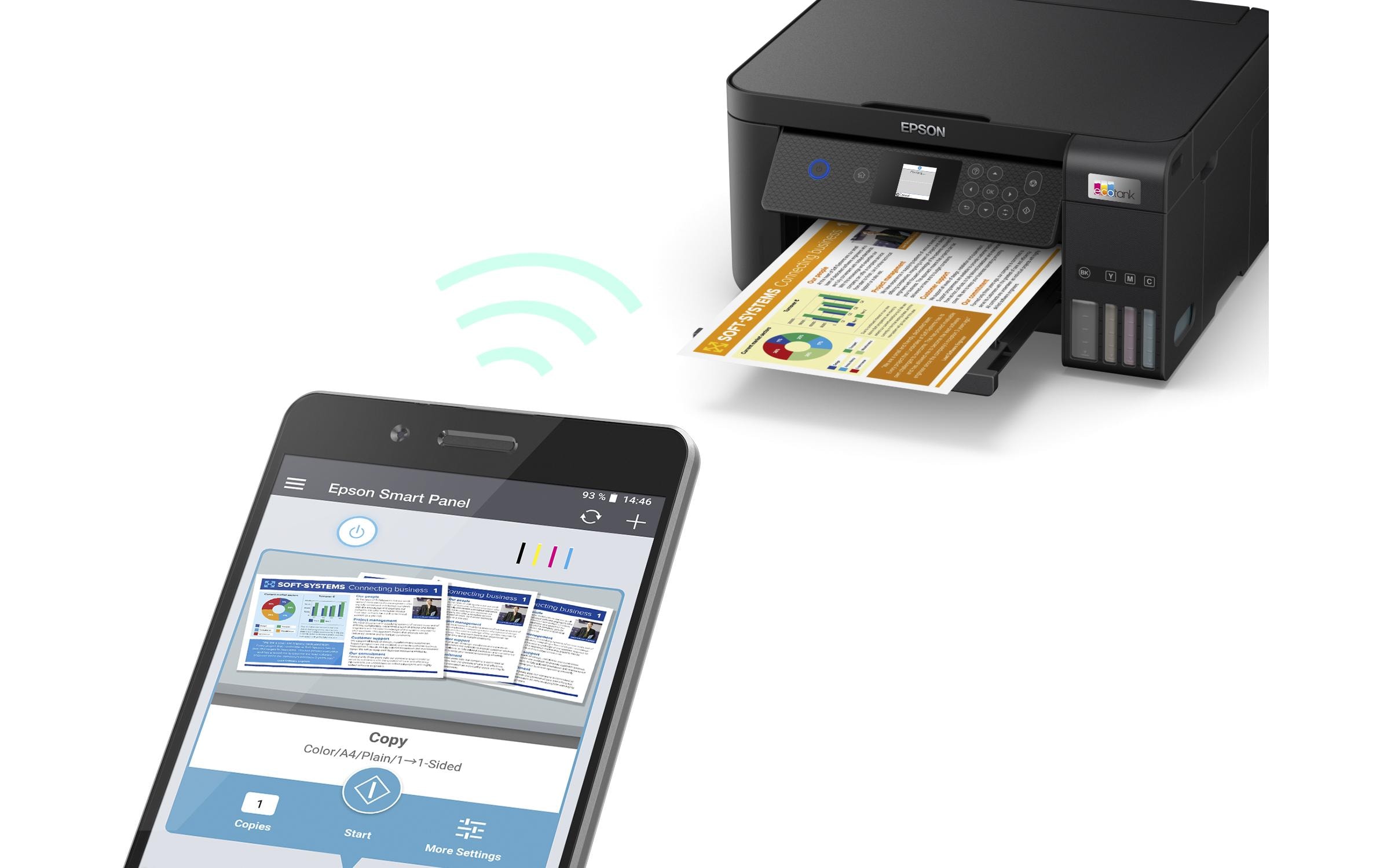 EPSON EcoTank ET-2850 3 in 1 Tintenstrahl-Multifunktionsdrucker schwarz