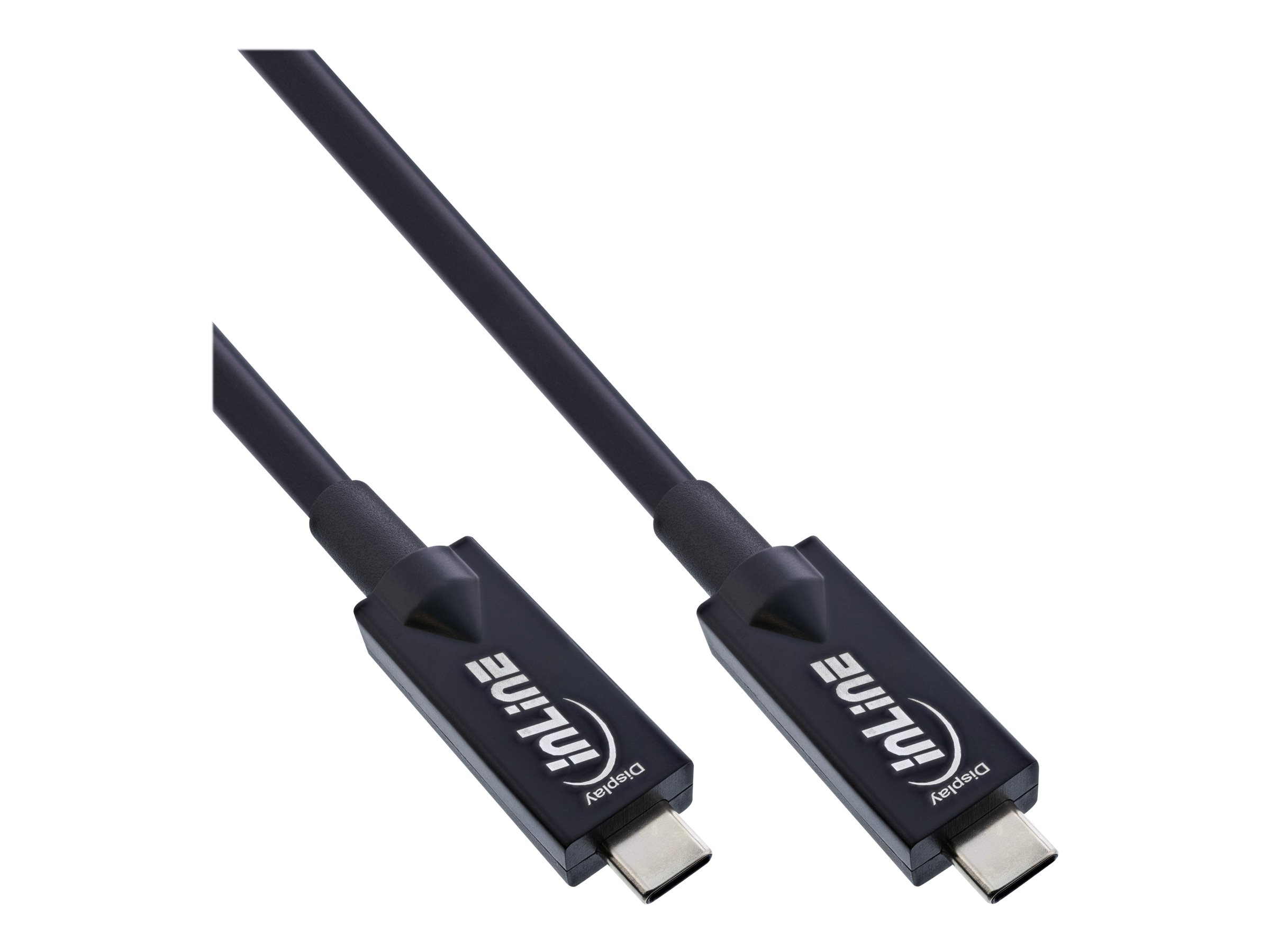InLine - USB-Kabel - 24 pin USB-C (M) zu 24 pin USB-C (M) - USB 3.2 Gen 2 - 20 V - 3 A - 7.5 m - Active Optical Cable (AOC), USB Power Delivery (60W), unterstützt 4K 144 Hz (3840 x 2160) - Schwarz