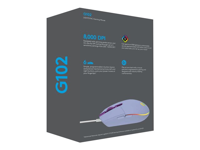 Logitech Gaming Mouse G102 LIGHTSYNC - Maus - USB - fliederfarben