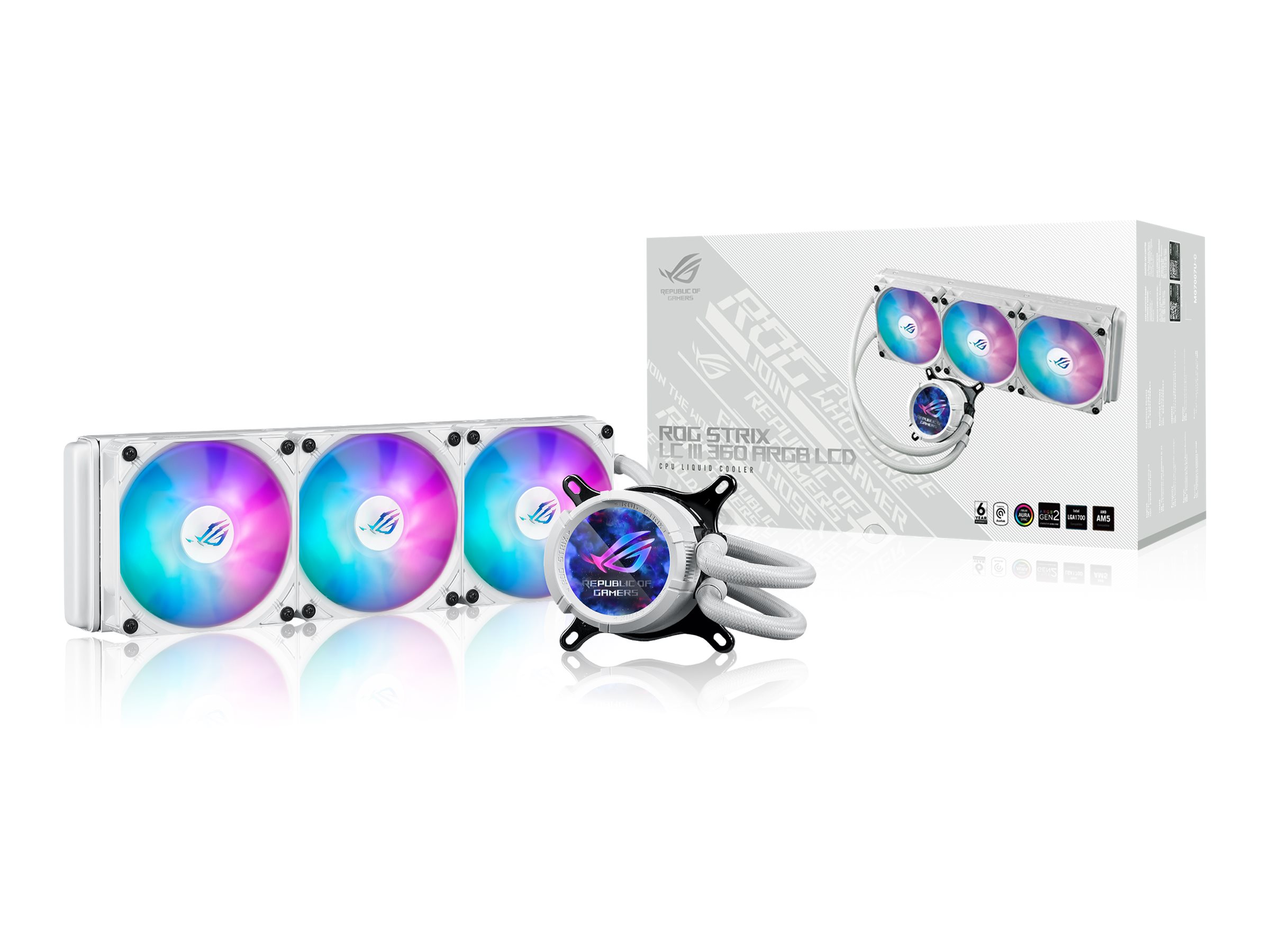 ASUS ROG STRIX LC III 360 ARGB LCD - White Edition - Prozessor-Flüssigkeitskühlsystem