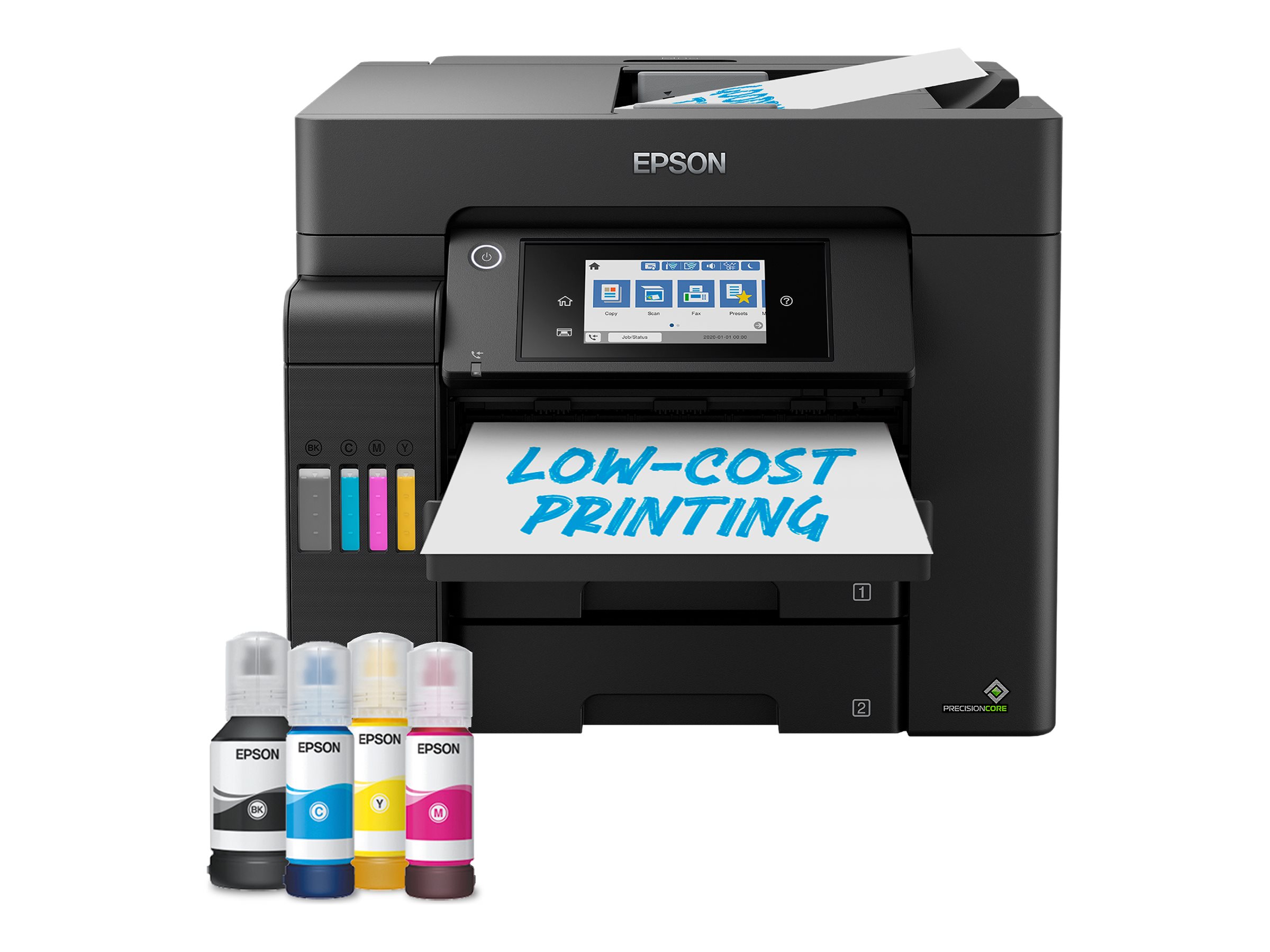 Epson EcoTank ET-5805 - Multifunktionsdrucker - Farbe - Tintenstrahl - ITS - A4/Legal (Medien) - bis zu 25 Seiten/Min. (Drucken) - 550 Blatt - 33.6 Kbps - USB, LAN, Wi-Fi(ac) - Schwarz