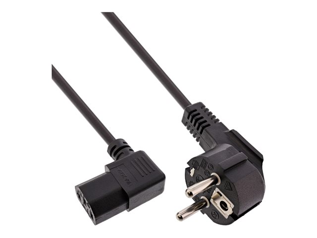 InLine - Stromkabel - CEE 7/7 (S) gewinkelt bis IEC 60320 C13 rechtwinklig - 5 m - Schwarz