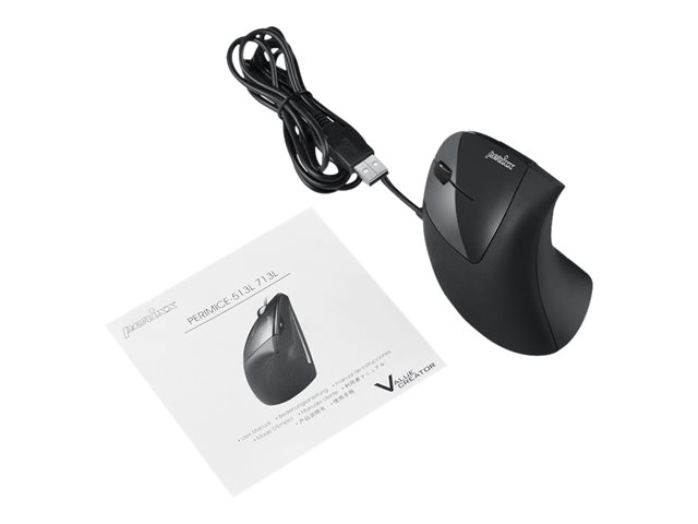 Perixx PERIMICE-513 L - vertikale Maus - USB - Schwarz