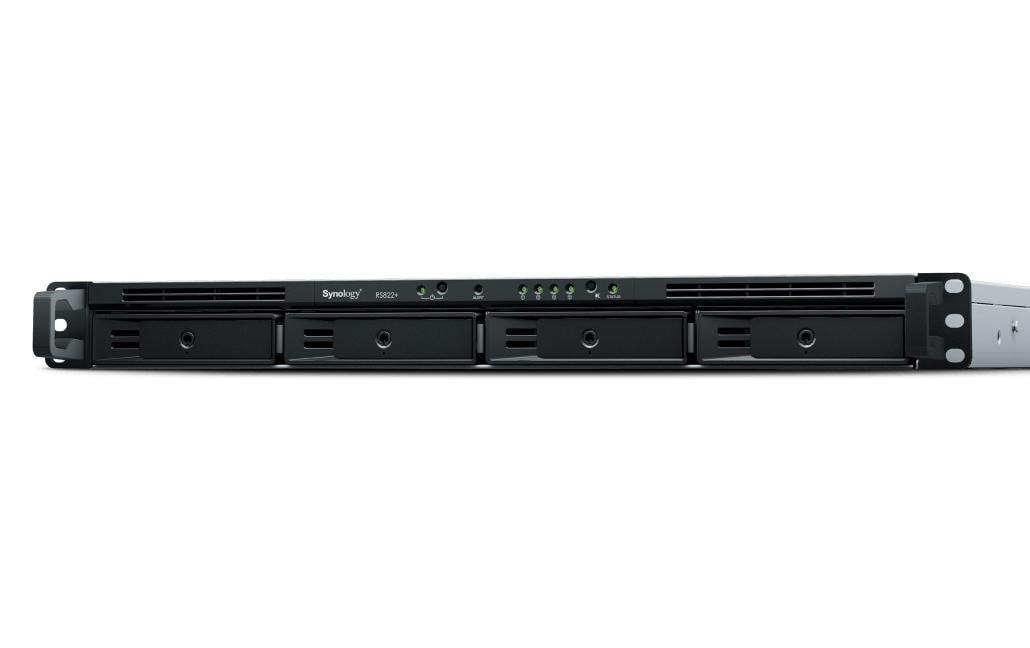 Synology RackStation RS822+ - NAS-Server - 4 Schächte - Rack - einbaufähig - SATA 6Gb/s - RAID RAID 0, 1, 5, 6, 10, JBOD - RAM 2 GB - Gigabit Ethernet - iSCSI Support - 1U