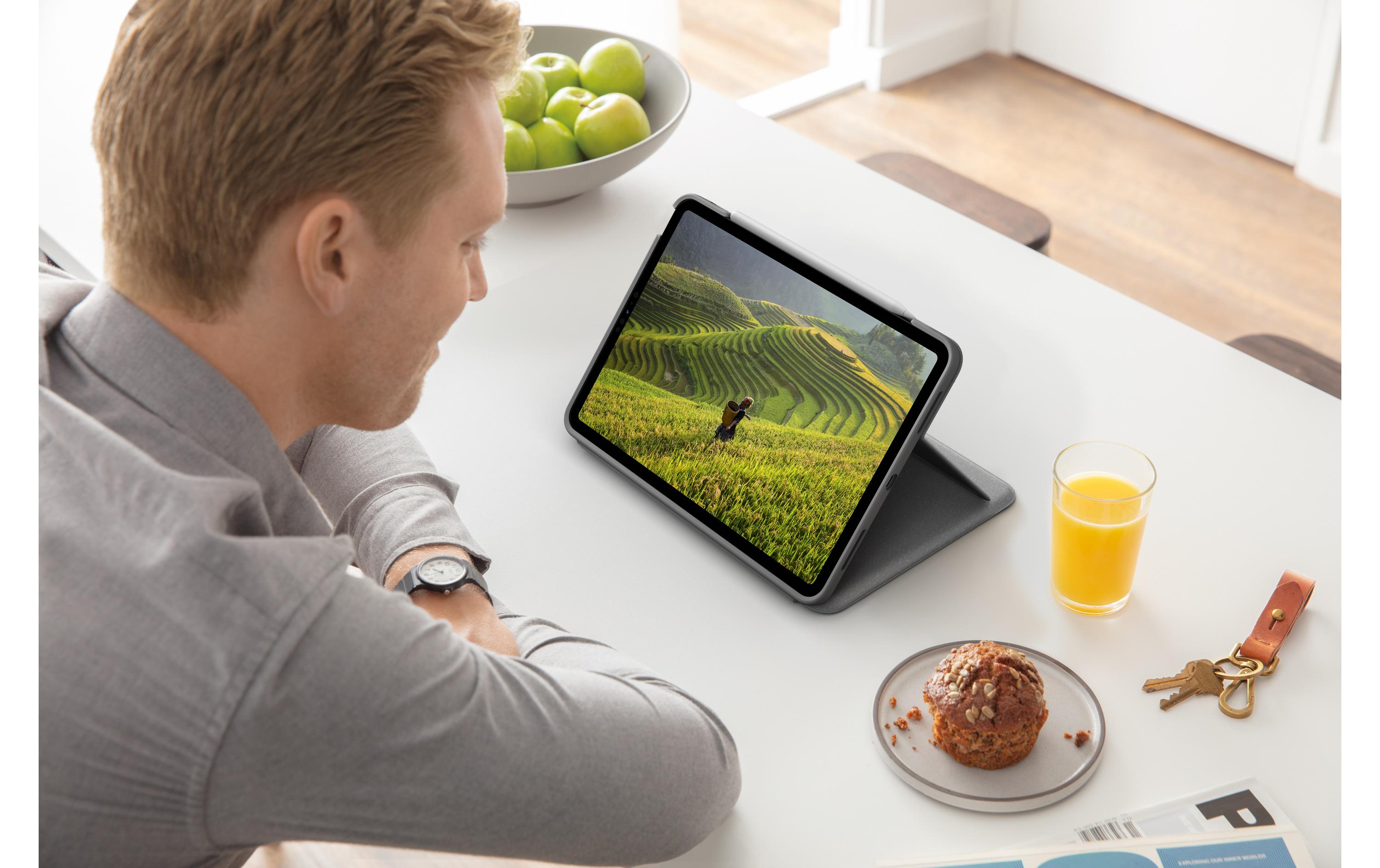 Logitech Folio Touch - Tastatur und Foliohülle - mit Trackpad - QWERTZ - Schweiz - Oxford Gray Eingabegerät