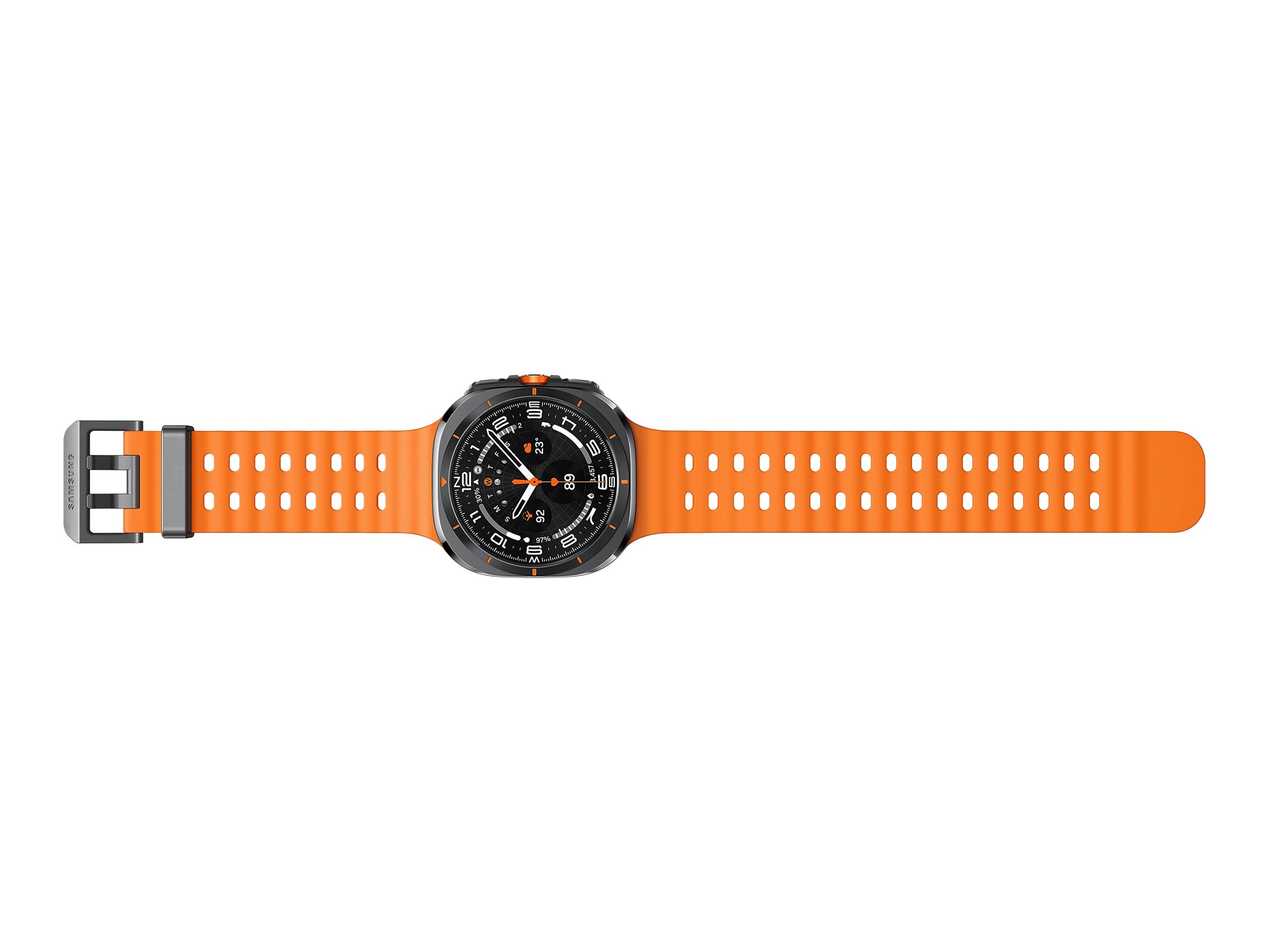 Samsung Galaxy Watch Ultra - 47 mm - titanfarben grau - intelligente Uhr mit Marineband - Gummi - Orange - Bandgröße: S/M/L - Anzeige 3.73 cm (1.5") (SM-L705FZA2DBT)