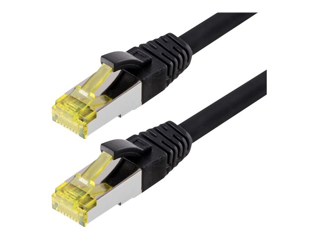 Helos - Patch-Kabel - RJ-45 (M) bis RJ-45 (M) - 50 cm - SFTP, PiMF - CAT 6a - halogenfrei, ohne Haken - Schwarz