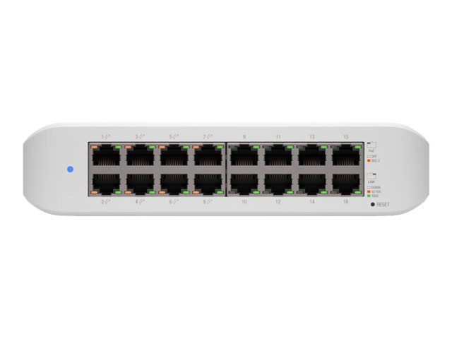 Ubiquiti UniFi Switch Lite USW-Lite-16-POE - Switch - managed - 16 x 10/100/1000 (8 PoE+) - Desktop, wandmontierbar - PoE+ (45 W) (USW-Lite-16-POE)